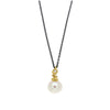 NECKLACE  GOLD 585  WITH PEARL & SILVER CHAIN - 100554