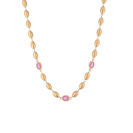 NECKLACE YELLOW SILVER 925 & SYNTHETIC STONES - 100809