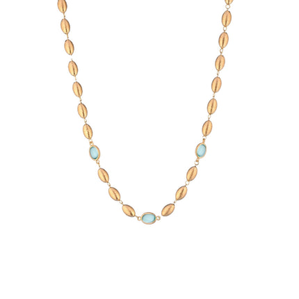 NECKLACE YELLOW SILVER 925 & SYNTHETIC STONES - 100811