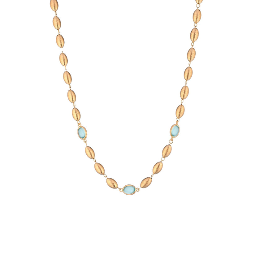 NECKLACE YELLOW SILVER 925 & SYNTHETIC STONES - 100811