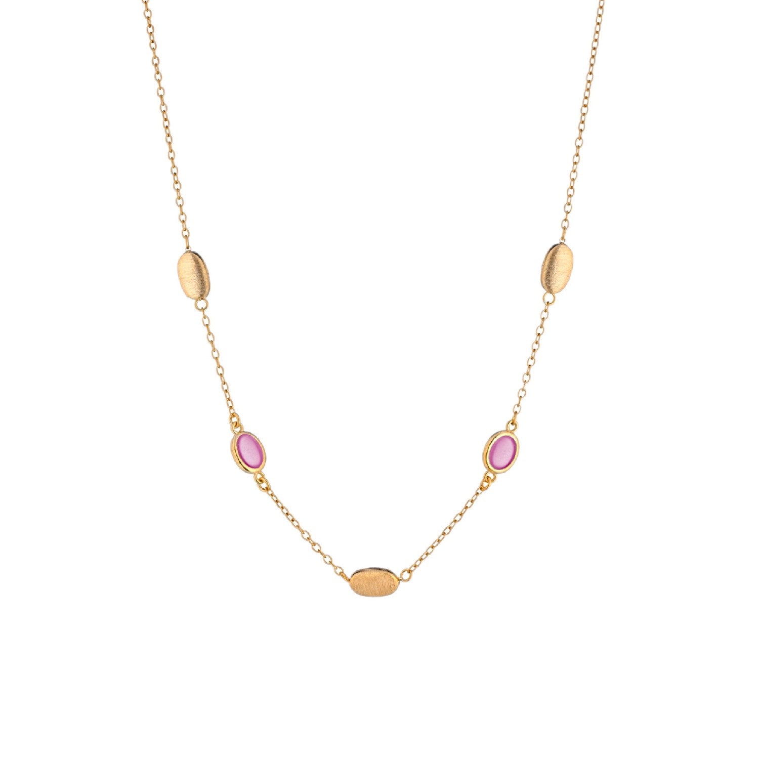 NECKLACE YELLOW SILVER 925 & SYNTHETIC STONES - 100813