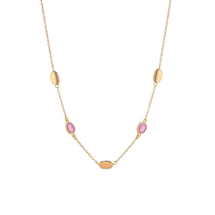 NECKLACE YELLOW SILVER 925 & SYNTHETIC STONES - 100813