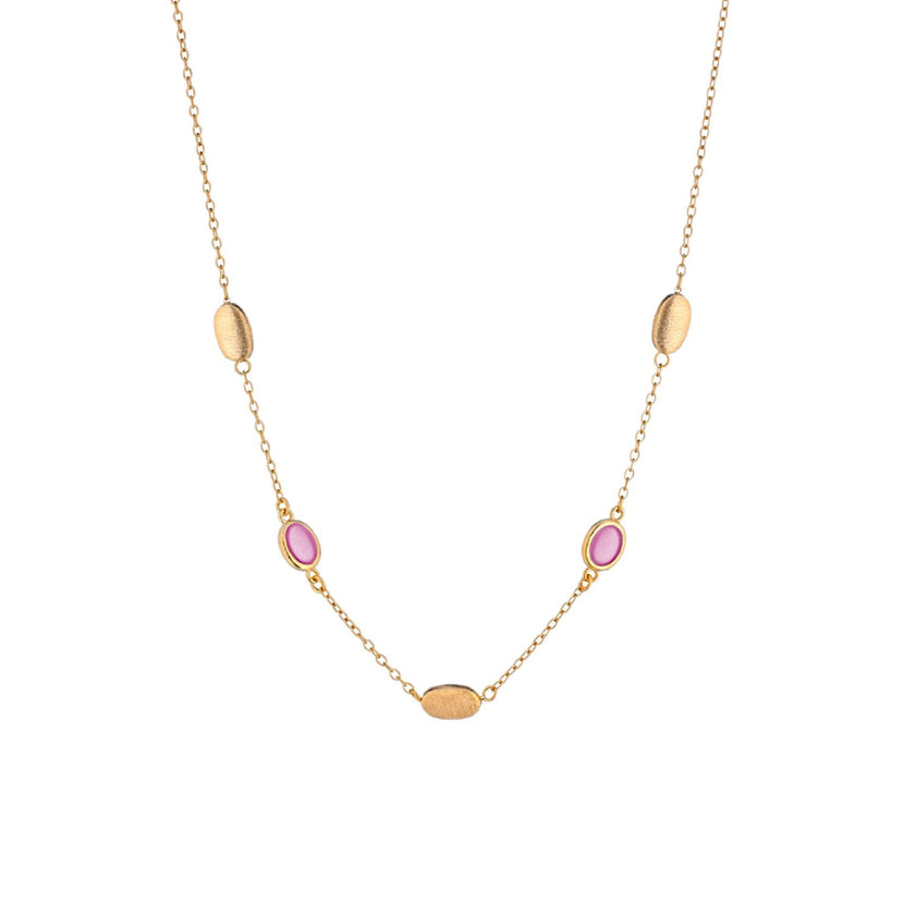 NECKLACE YELLOW SILVER 925 & SYNTHETIC STONES - 100813