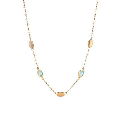 NECKLACE YELLOW SILVER 925 & SYNTHETIC STONES - 100814