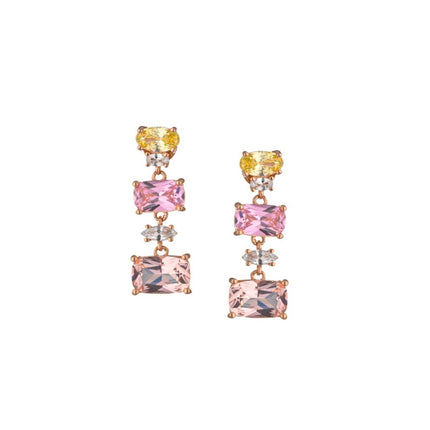EARRINGS PINK SILVER 925 & SYNTHETIC STONES - 100821