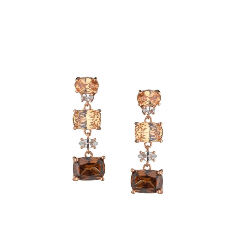 EARRINGS PINK SILVER 925 & SYNTHETIC STONES - 100823