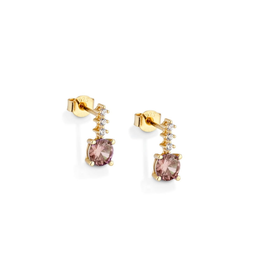 EARRINGS YELLOW SILVER 925 & SYNTHETIC STONES - 100825