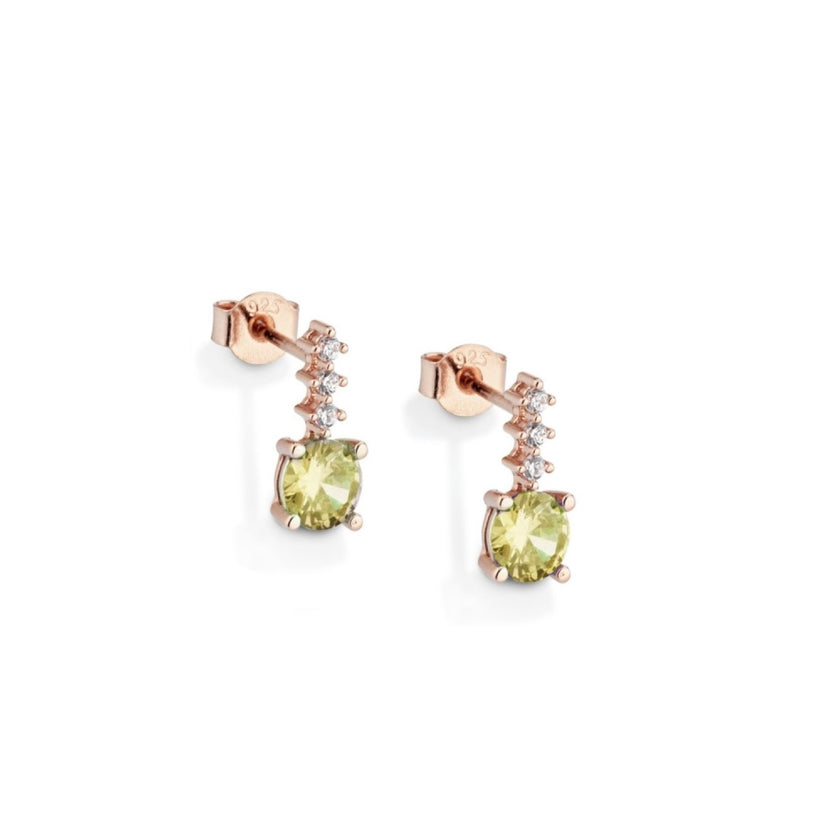 EARRINGS PINK SILVER 925 & SYNTHETIC STONES - 100827