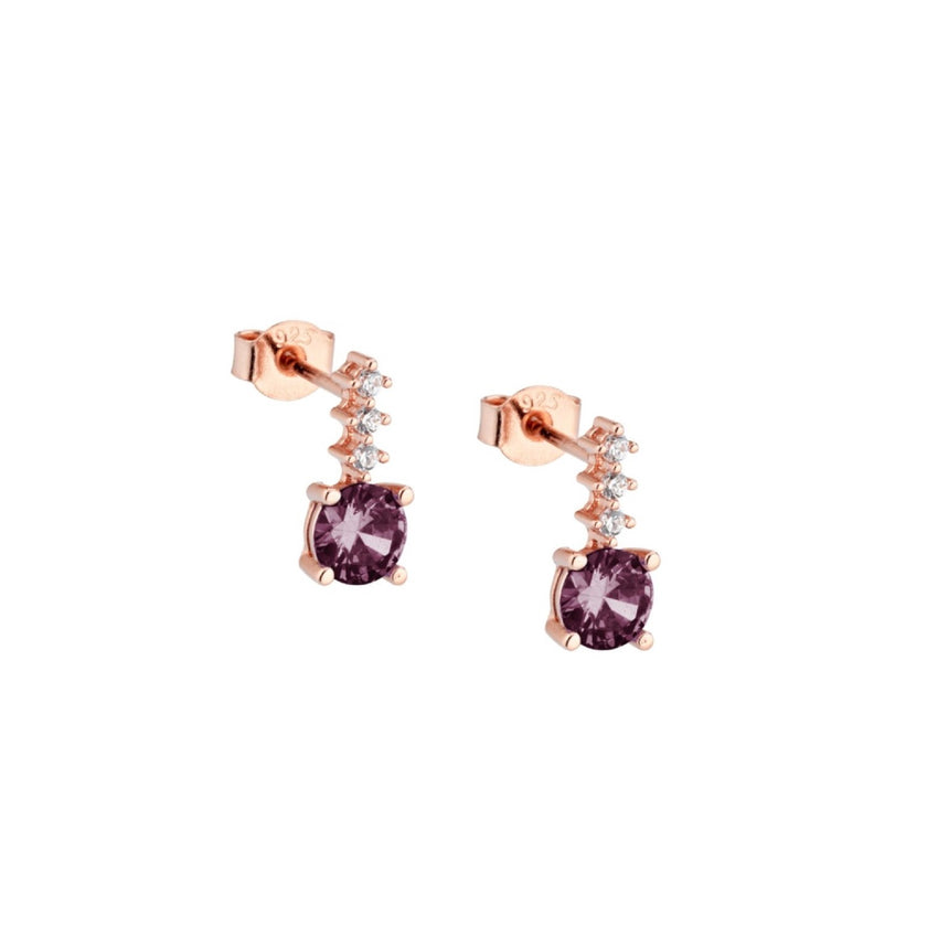 EARRINGS PINK SILVER 925 & SYNTHETIC STONES - 100829