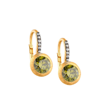 EARRINGS YELLOW SILVER 925 & SYNTHETIC STONES - 100831