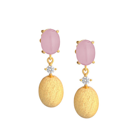 EARRINGS YELLOW SILVER 925 & SYNTHETIC STONES - 100834