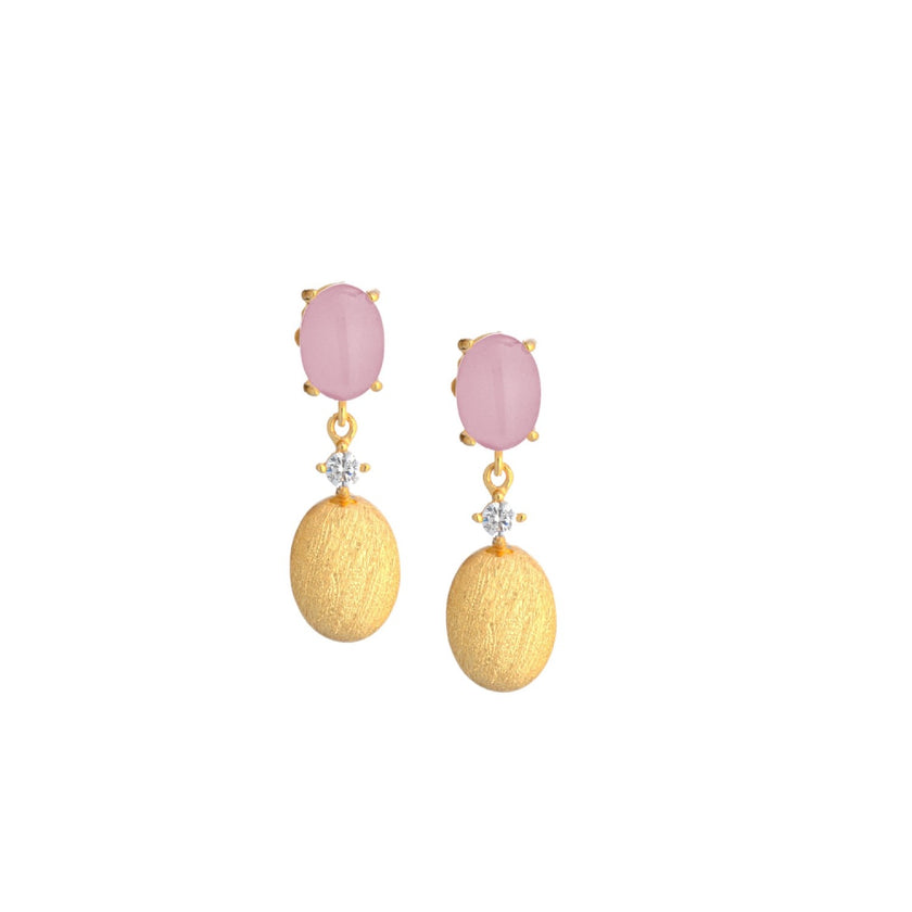 EARRINGS YELLOW SILVER 925 & SYNTHETIC STONES - 100834