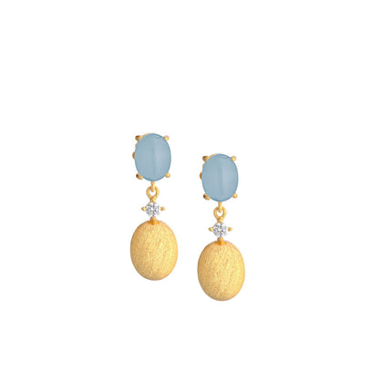 EARRINGS YELLOW SILVER 925 & SYNTHETIC STONES - 100835