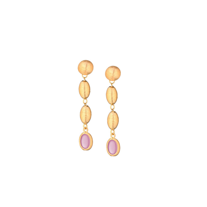 EARRINGS YELLOW SILVER 925 & SYNTHETIC STONES - 100837