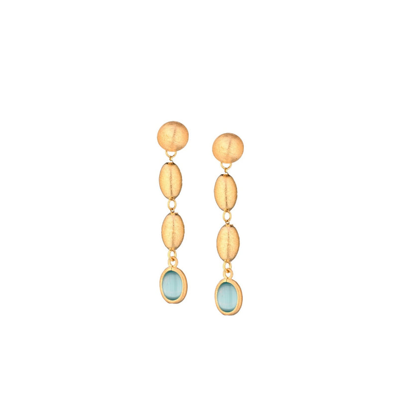 EARRINGS YELLOW SILVER 925 & SYNTHETIC STONES - 100839