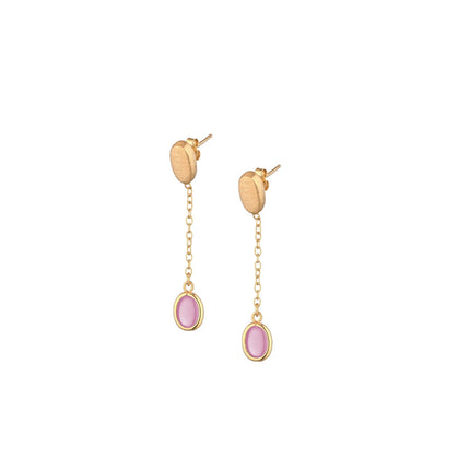 EARRINGS YELLOW SILVER 925 & SYNTHETIC STONES - 100841