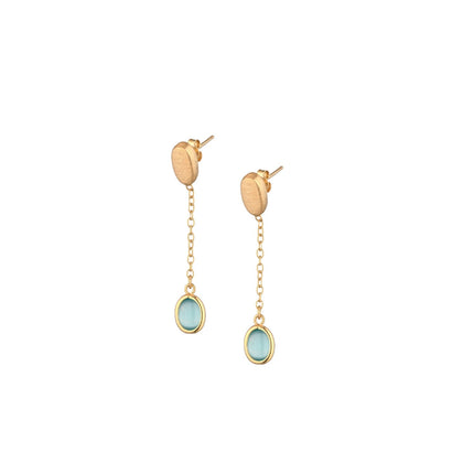 EARRINGS YELLOW SILVER 925 & SYNTHETIC STONES - 100843