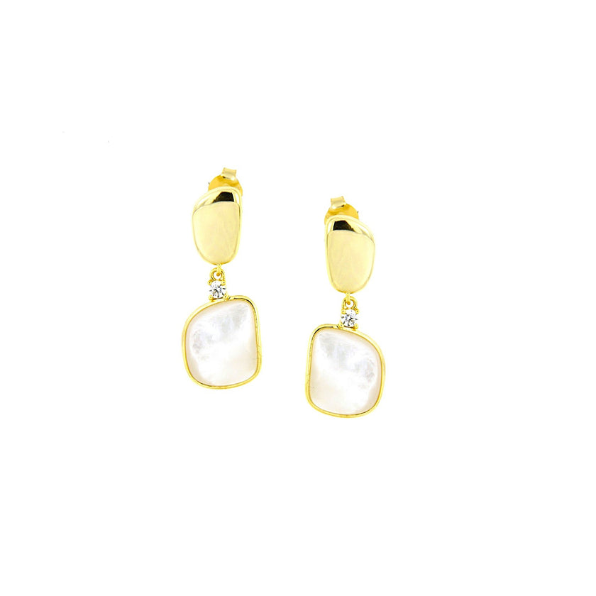 EARRINGS YELLOW SILVER 925 & SEMIPRECIOUS STONES - 100897