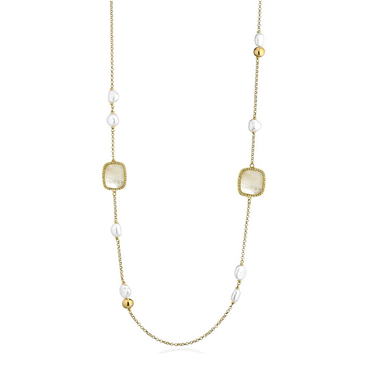 NECKLACE YELLOW SILVER 925 & PEARLS - 100907