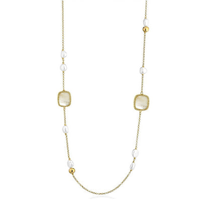 NECKLACE YELLOW SILVER 925 & PEARLS - 100907