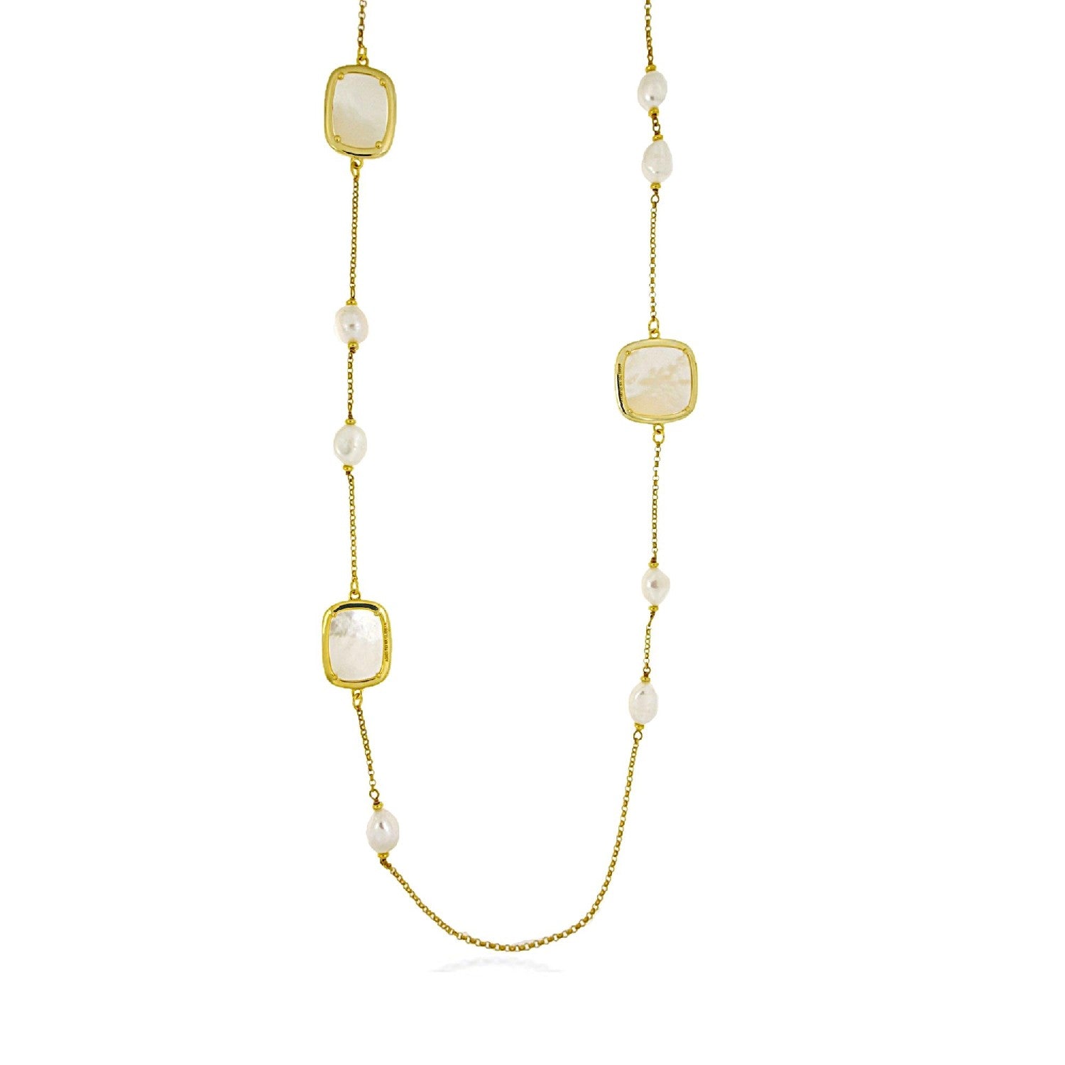 NECKLACE YELLOW SILVER 925 & PEARLS - 100911