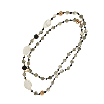 NECKLACE WHITE & PINK SILVER 925 & PEARLS - 100923