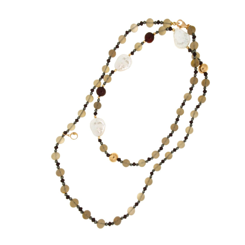 NECKLACE PINK SILVER 925 & PEARLS - 100925