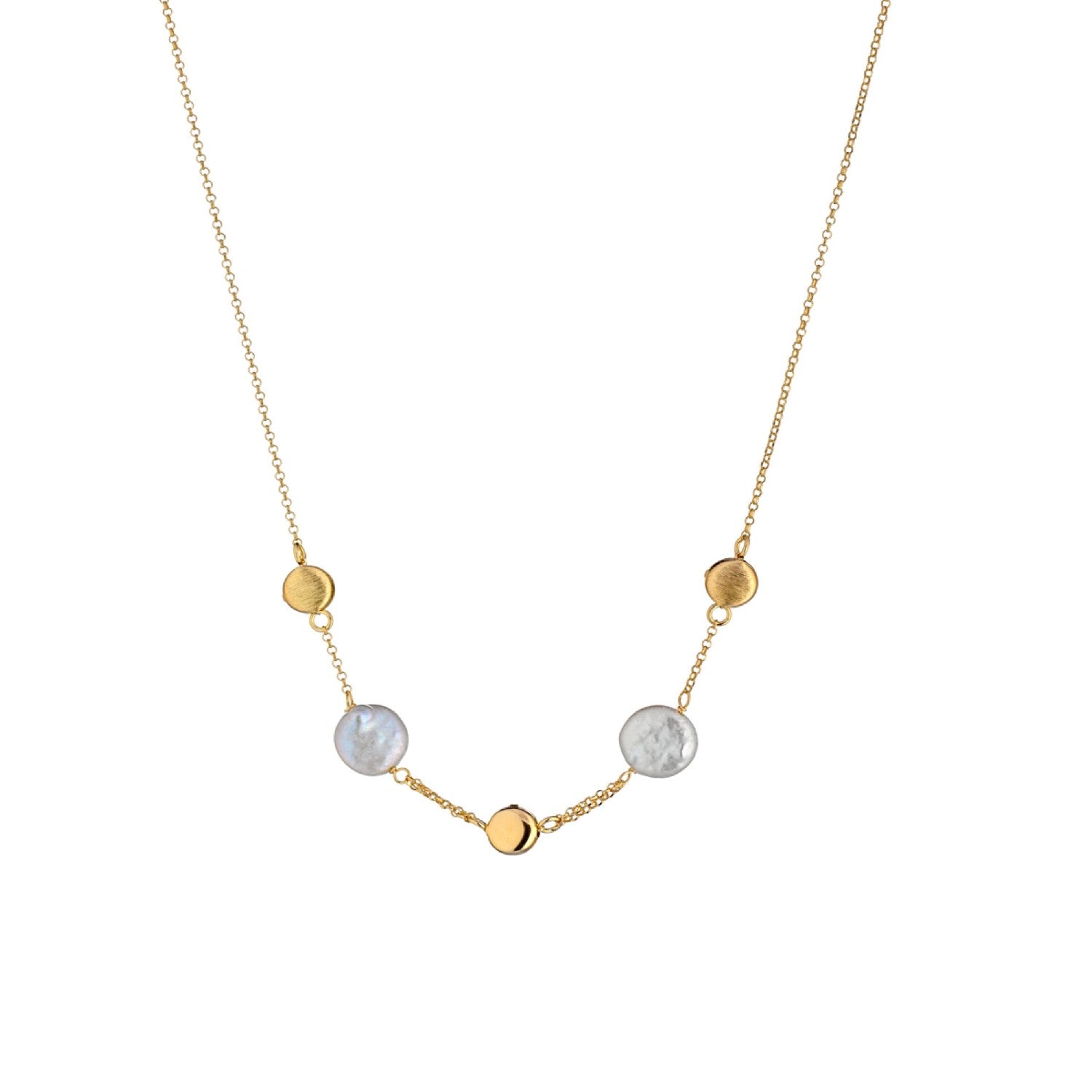 NECKLACE YELLOW SILVER 925 & PEARLS - 101093