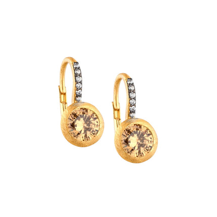 EARRINGS YELLOW SILVER 925 & SYNTHETIC STONES - 101096