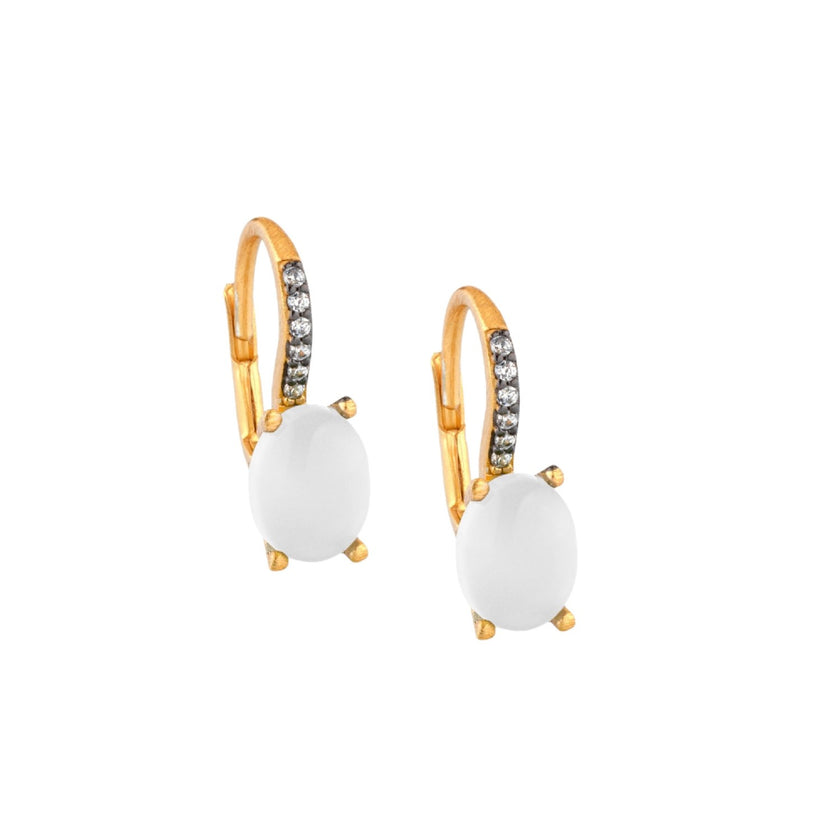 EARRINGS YELLOW SILVER 925 & SYNTHETIC STONES - 101100