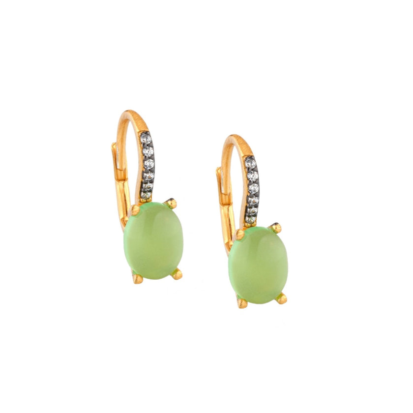 EARRINGS YELLOW SILVER 925 & SYNTHETIC STONES - 101106