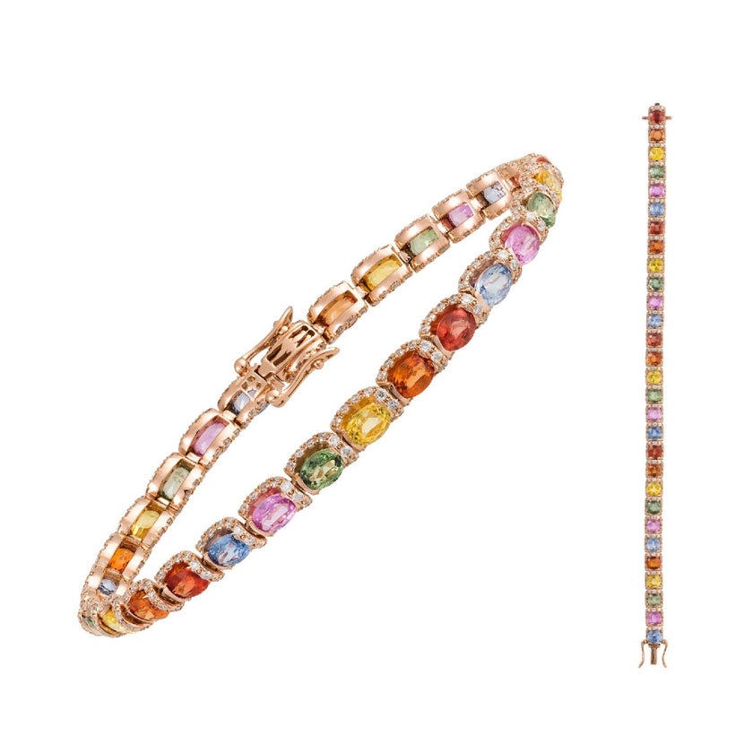 BRACELET PINK GOLD 750 & PRECIOUS STONES - 101157
