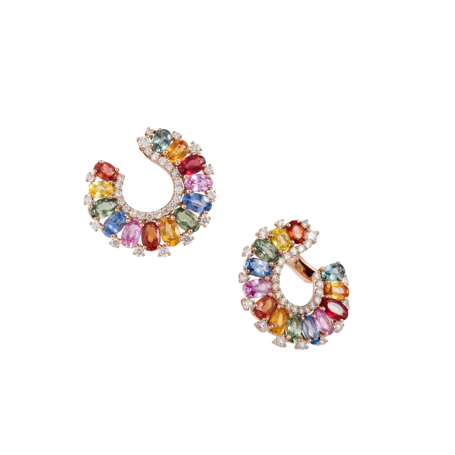 EARRINGS PINK GOLD 750 & PRECIOUS STONES - 101163