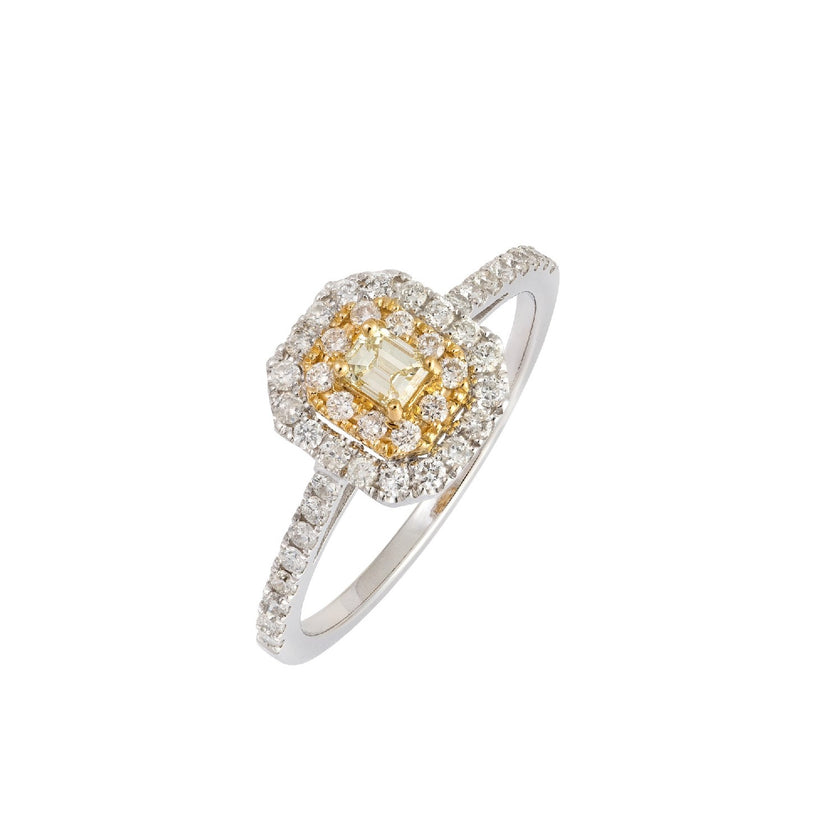 RING YELLOW & WHITE GOLD 750 & PRECIOUS STONES - 101171