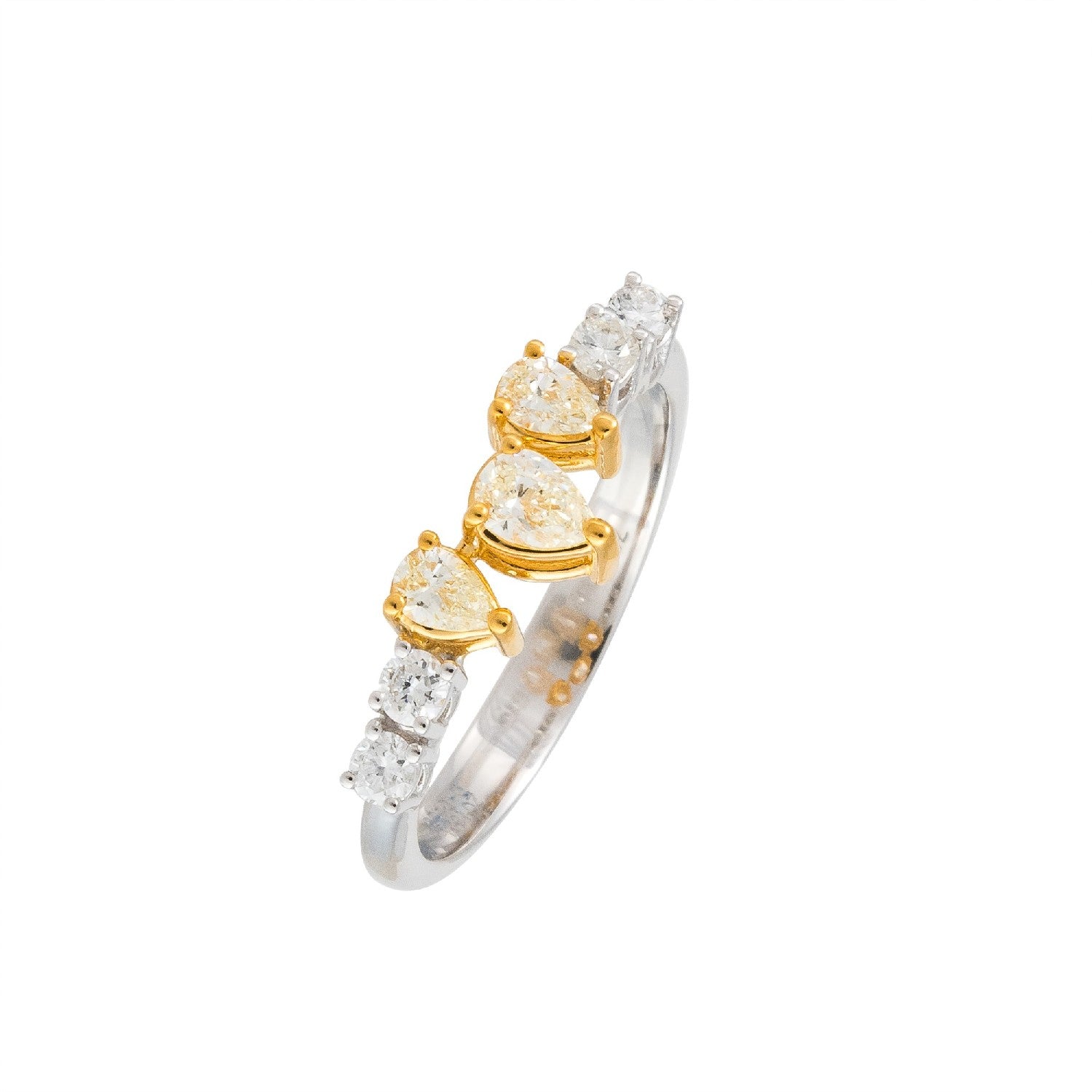 RING YELLOW & WHITE GOLD 750 & PRECIOUS STONES - 101173
