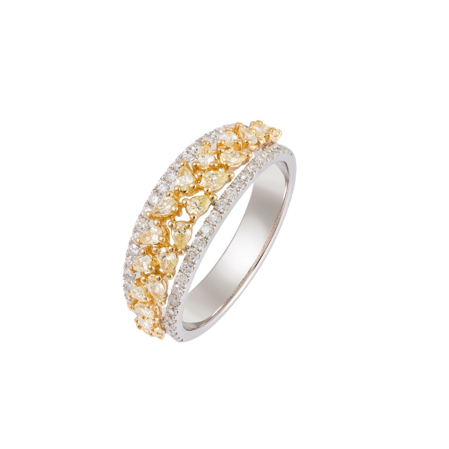 RING YELLOW & WHITE GOLD 750 & PRECIOUS STONES - 101175