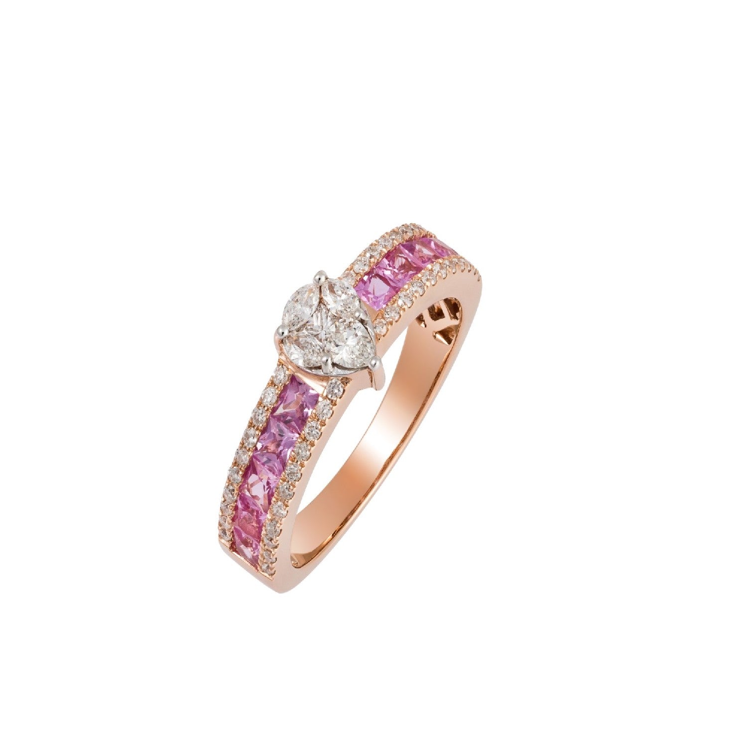 RING PINK GOLD 750 & PRECIOUS STONES - 101177