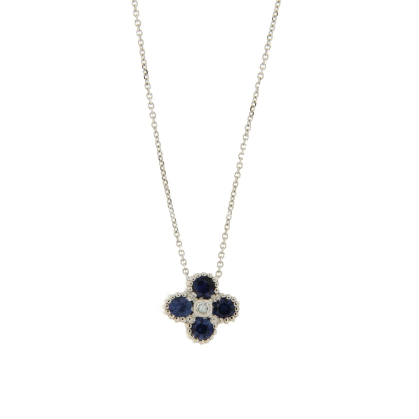 NECKLACE WHITE GOLD 750 & PRECIOUS STONES - 101283