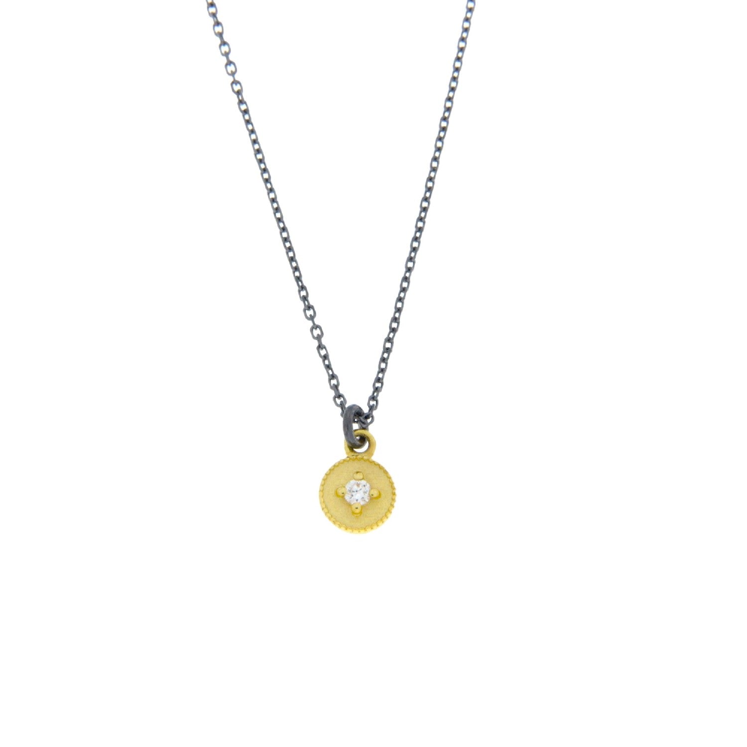 NECKLACE GOLD 585 & PRECIOUS STONES WITH SILVER CHAIN - 101362