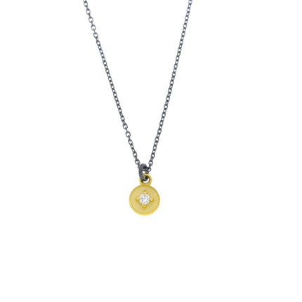 NECKLACE GOLD 585 & PRECIOUS STONES WITH SILVER CHAIN - 101362