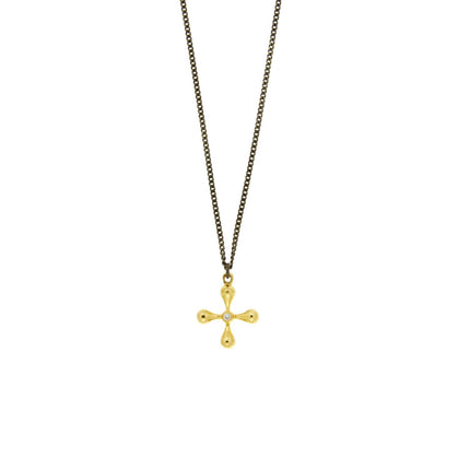 NECKLACE GOLD 585 & PRECIOUS STONES WITH SILVER CHAIN - 101370