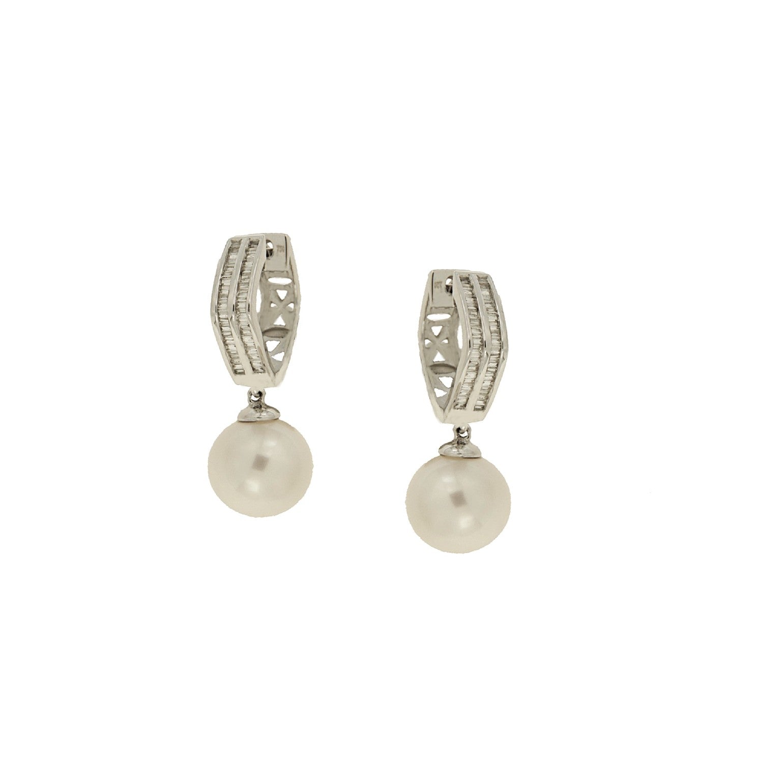 EARRINGS WHITE GOLD 750 & PEARLS - 101756 - Availability: Immediately