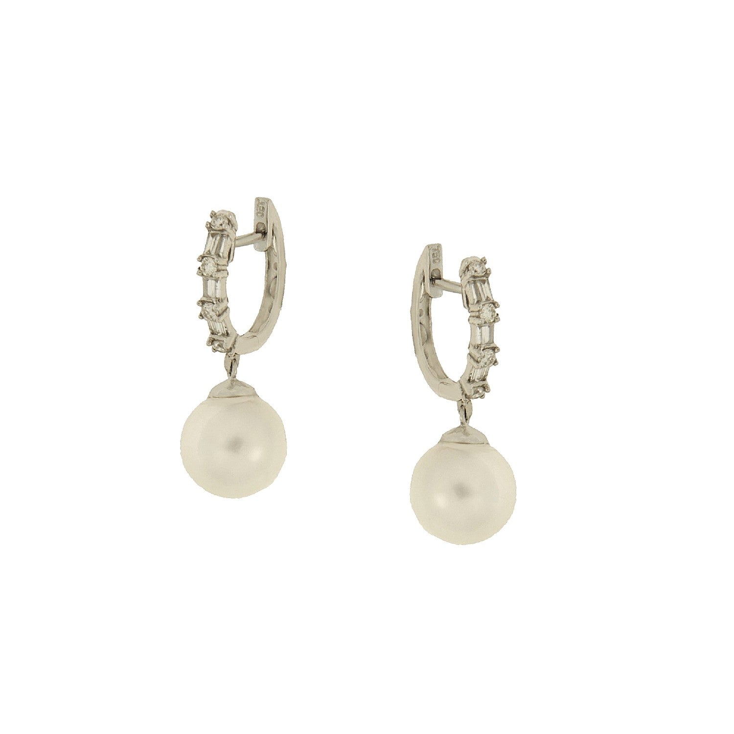 EARRINGS WHITE GOLD 750 & PEARLS - 101758 - Availability: Immediately