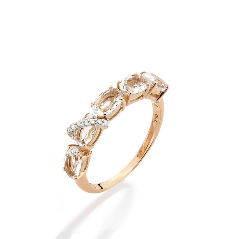 RING PINK GOLD 750 & PRECIOUS STONES - 101827 - Availability: Immediately
