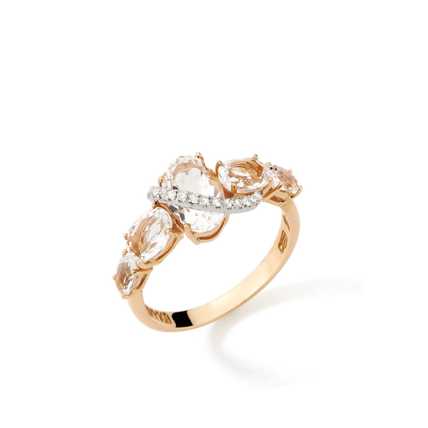 RING PINK GOLD 750 & PRECIOUS STONES - 101828 - Availability: Immediately