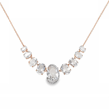 NECKLACE WHITE & PINK GOLD 750 & PRECIOUS STONES - 101831 - Availability: Immediately