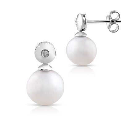 EARRINGS WHITE GOLD 750 & PEARLS - 101931 - Availability: Immediately