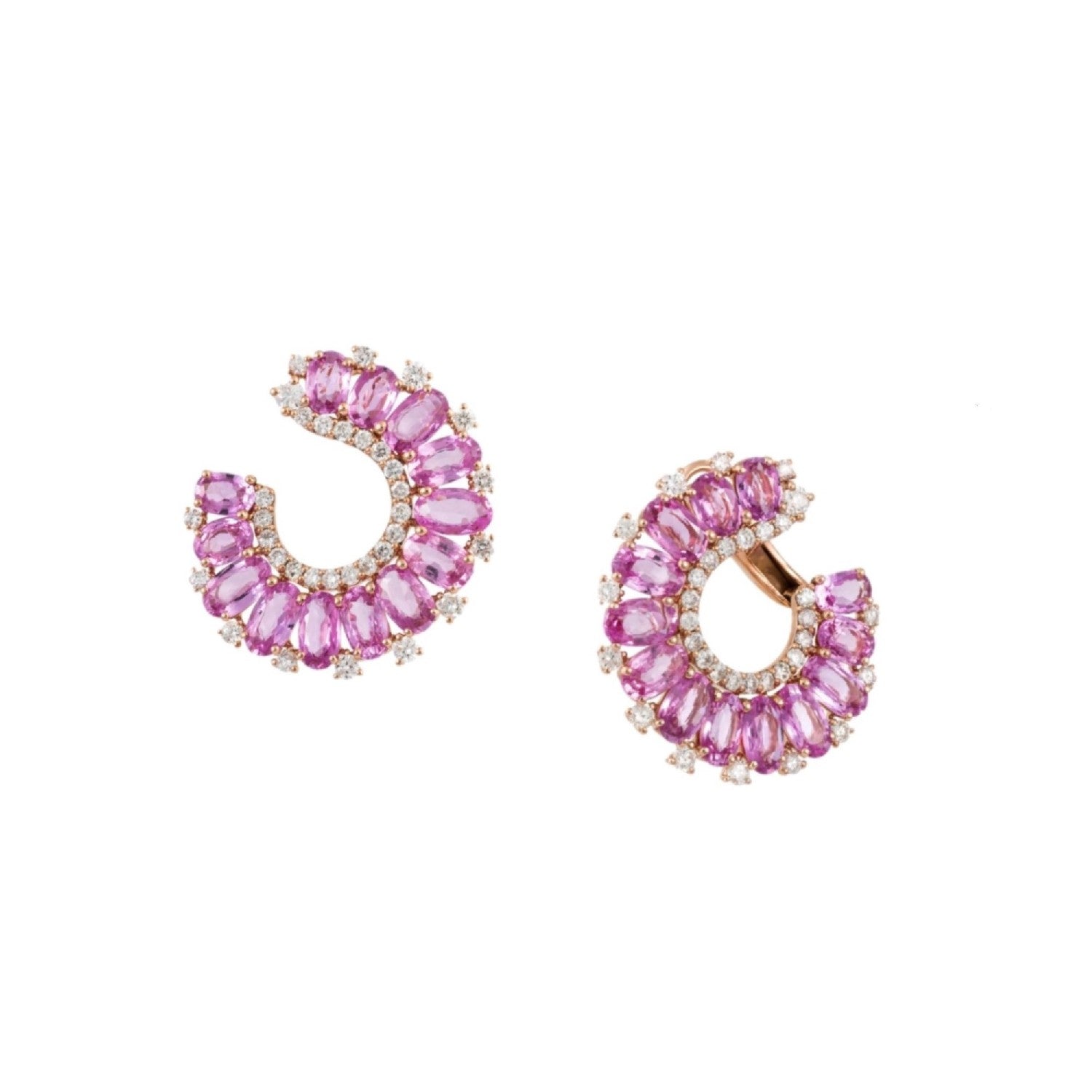 EARRINGS PINK GOLD 750 & PRECIOUS STONES - 101970 - Availability: Immediately