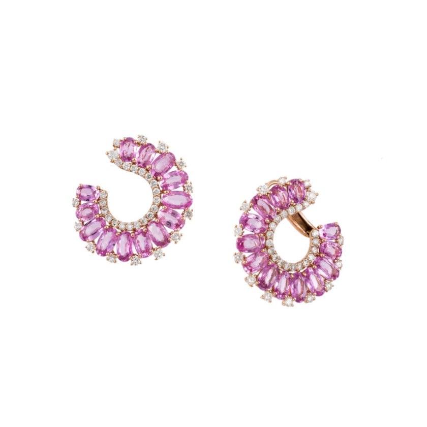 EARRINGS PINK GOLD 750 & PRECIOUS STONES - 101970 - Availability: Immediately