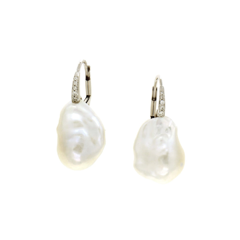 EARRINGS WHITE GOLD 750 & PEARLS - 102665 - Availability: Immediately